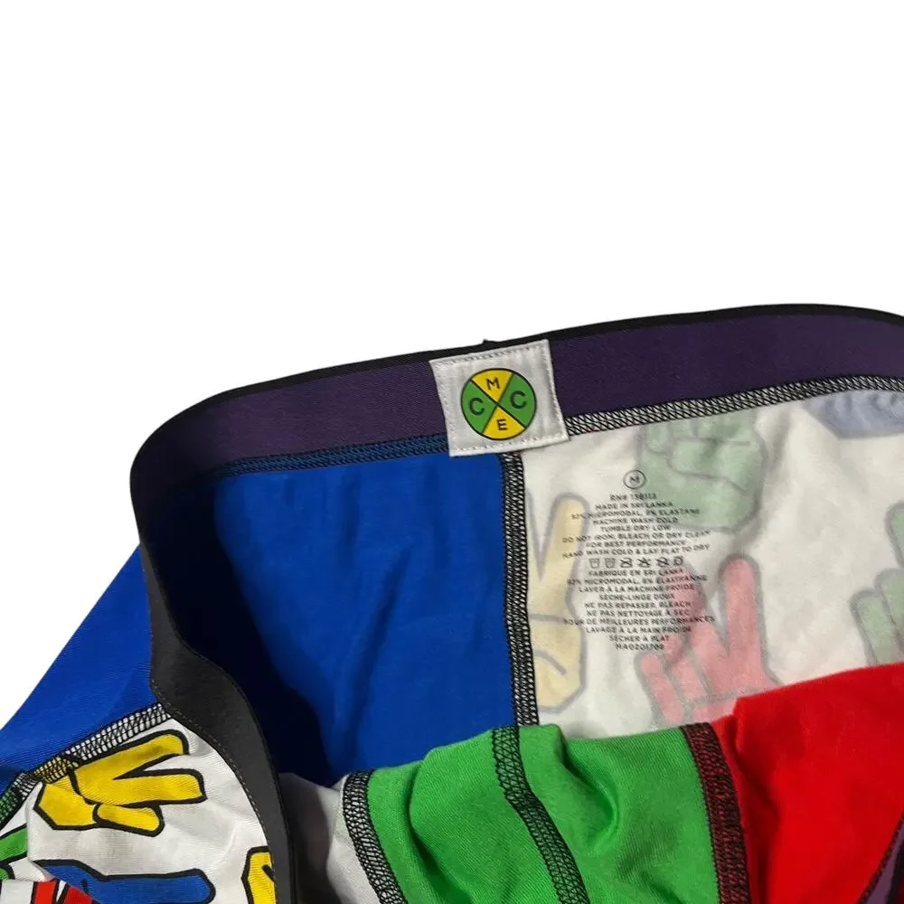 MeUndies X Cross Colours Collab Color Block Peace Sign Trunk Underwear Medium